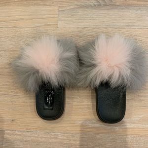 Kids Chloe K furry slides